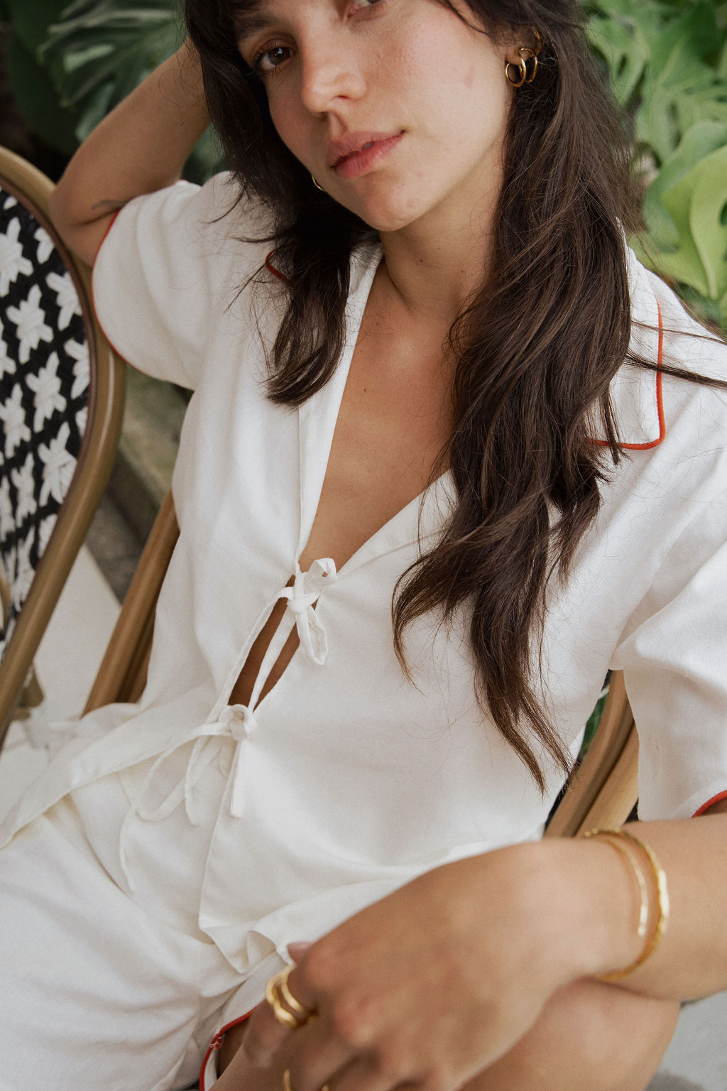 Camisa de lino color marfil