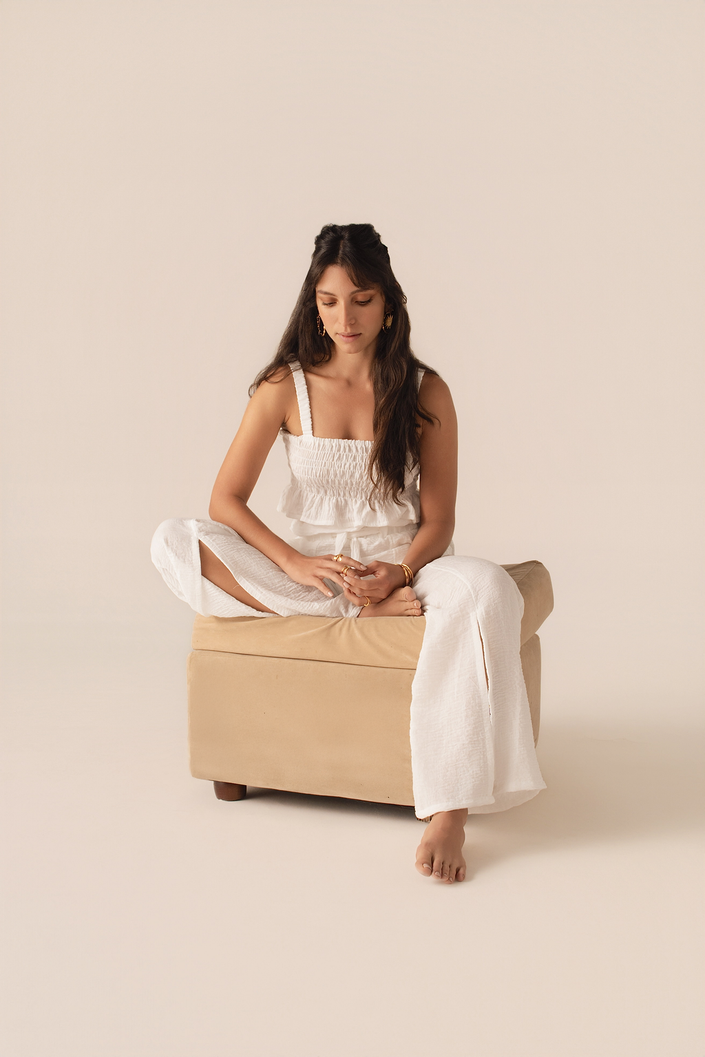 Crop top blanco de tiras anchas 